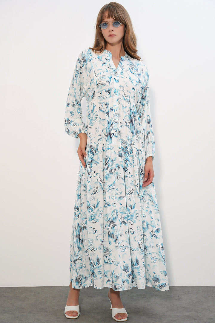 Bigdart Robe longue modeste à motifs pour femmes 2585 - B.Blanc