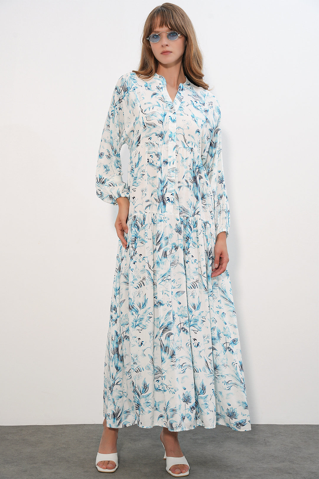 Bigdart Robe longue modeste à motifs pour femmes 2585 - B.Blanc