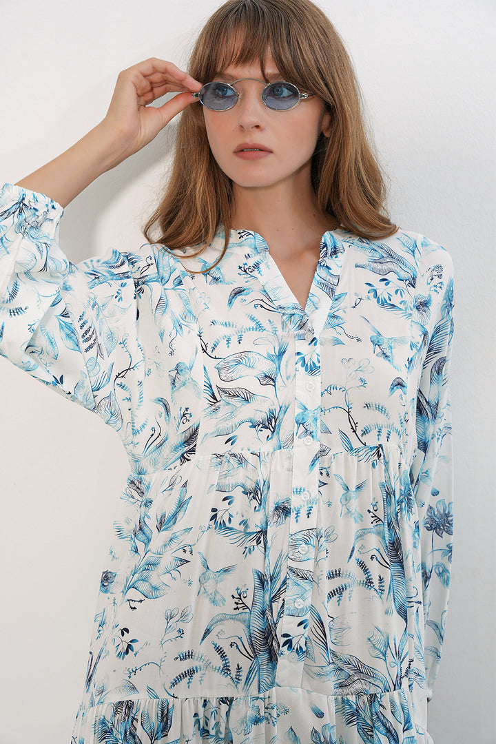 Bigdart Robe longue modeste à motifs pour femmes 2585 - B.Blanc