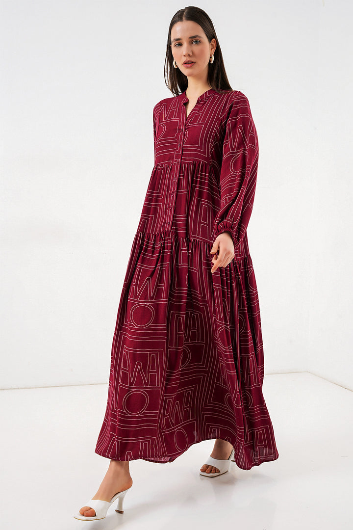Bigdart Robe longue de hijab à motifs pour femme 2585 - Bordeaux