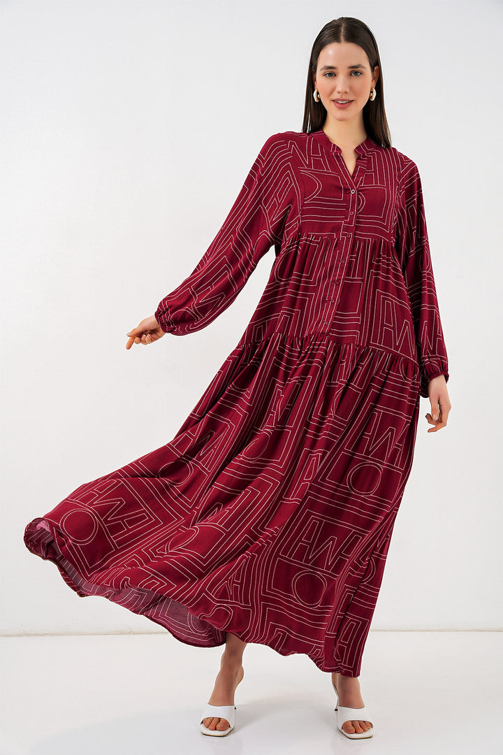 Bigdart Robe longue de hijab à motifs pour femme 2585 - Bordeaux
