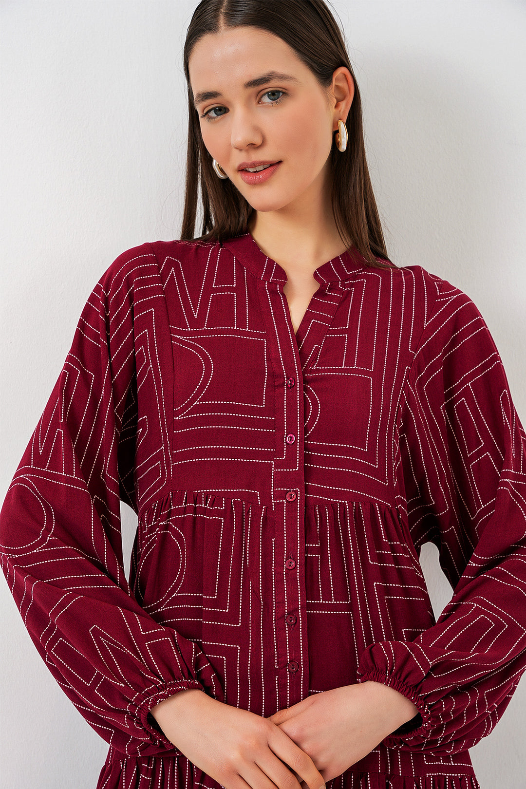 Bigdart Robe longue de hijab à motifs pour femme 2585 - Bordeaux