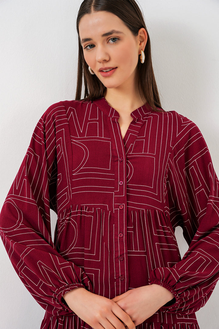 Bigdart Robe longue de hijab à motifs pour femme 2585 - Bordeaux