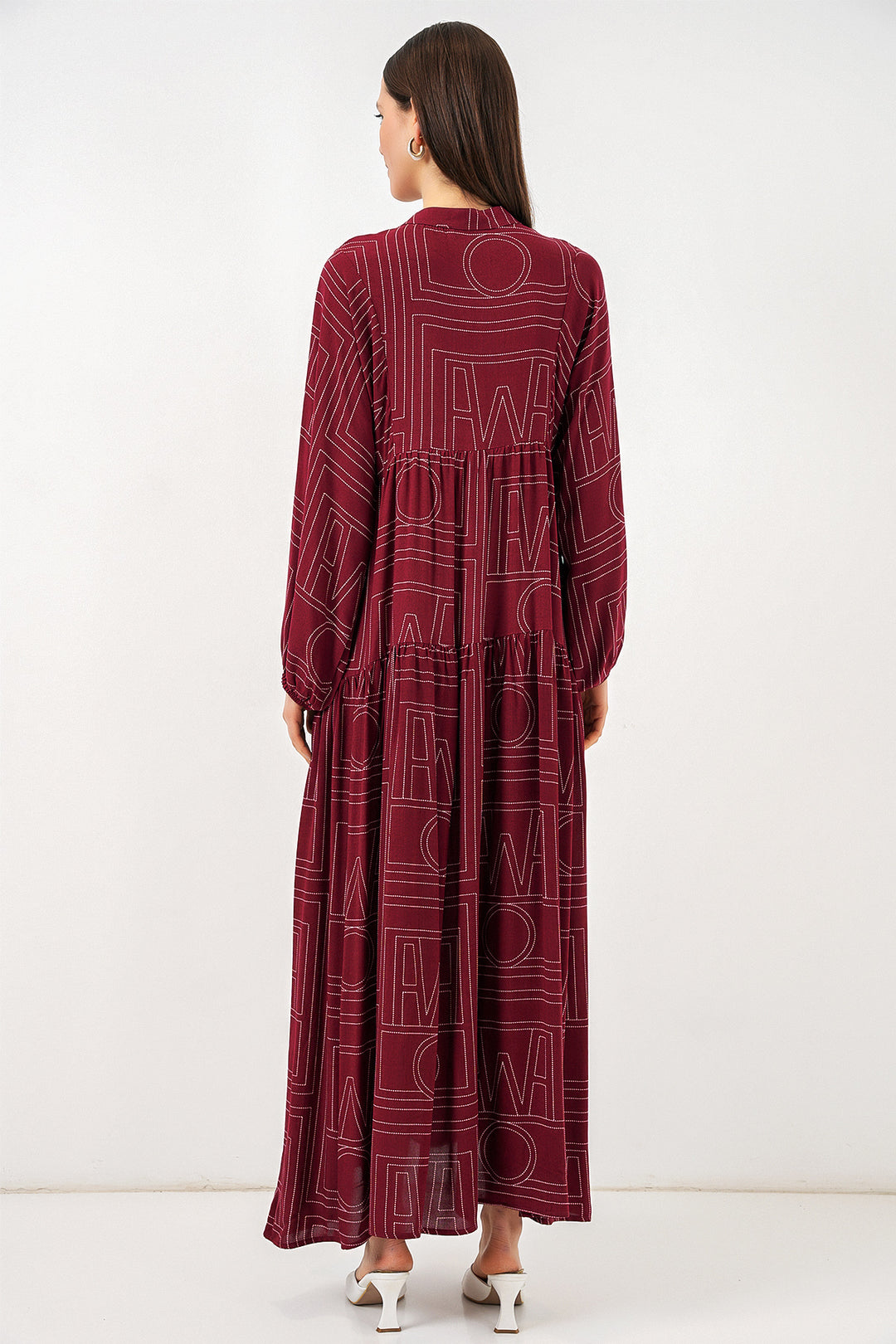 Bigdart Robe longue de hijab à motifs pour femme 2585 - Bordeaux