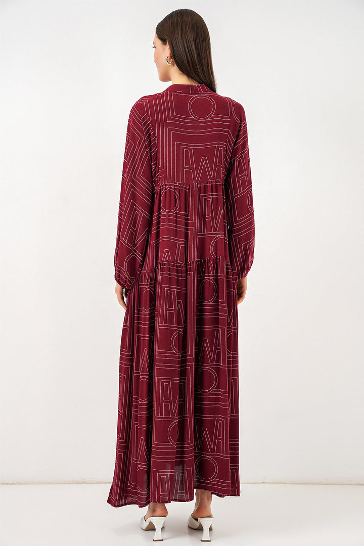 Bigdart Robe longue de hijab à motifs pour femme 2585 - Bordeaux