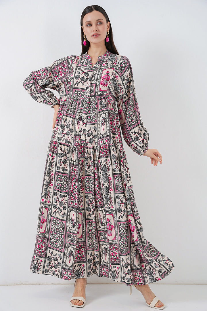 Bigdart Robe Longue Modeste à Motifs Femme 2585 - Fuchsia