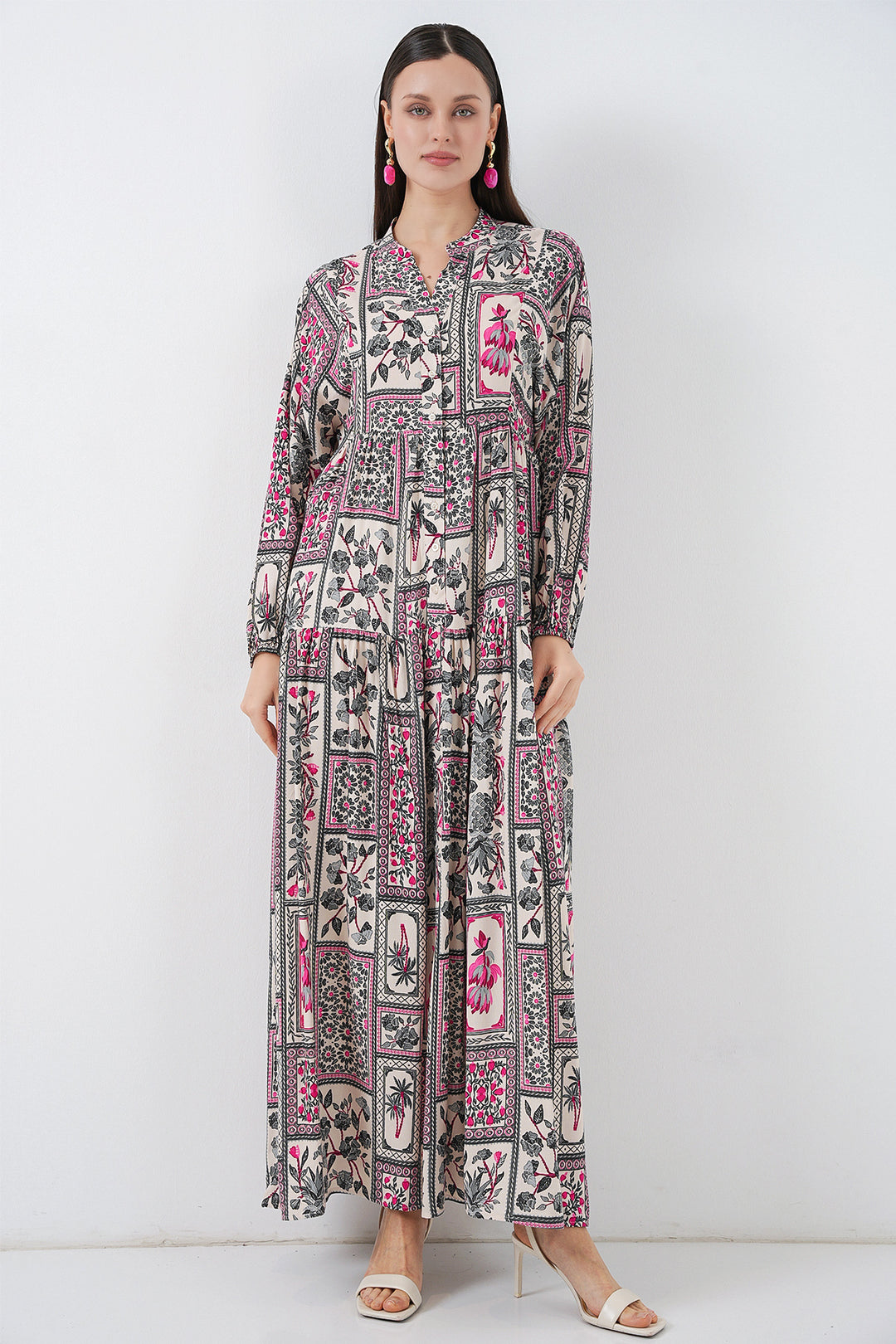 Bigdart Robe Longue Modeste à Motifs Femme 2585 - Fuchsia