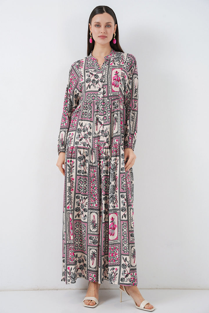 Bigdart Robe Longue Modeste à Motifs Femme 2585 - Fuchsia