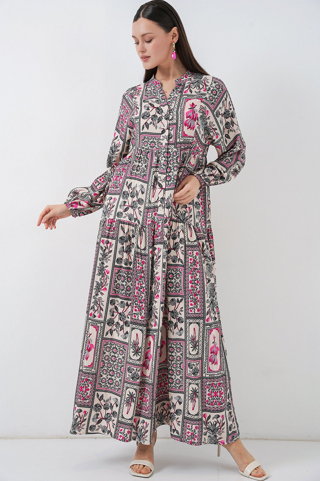 Bigdart Robe Longue Modeste à Motifs Femme 2585 - Fuchsia