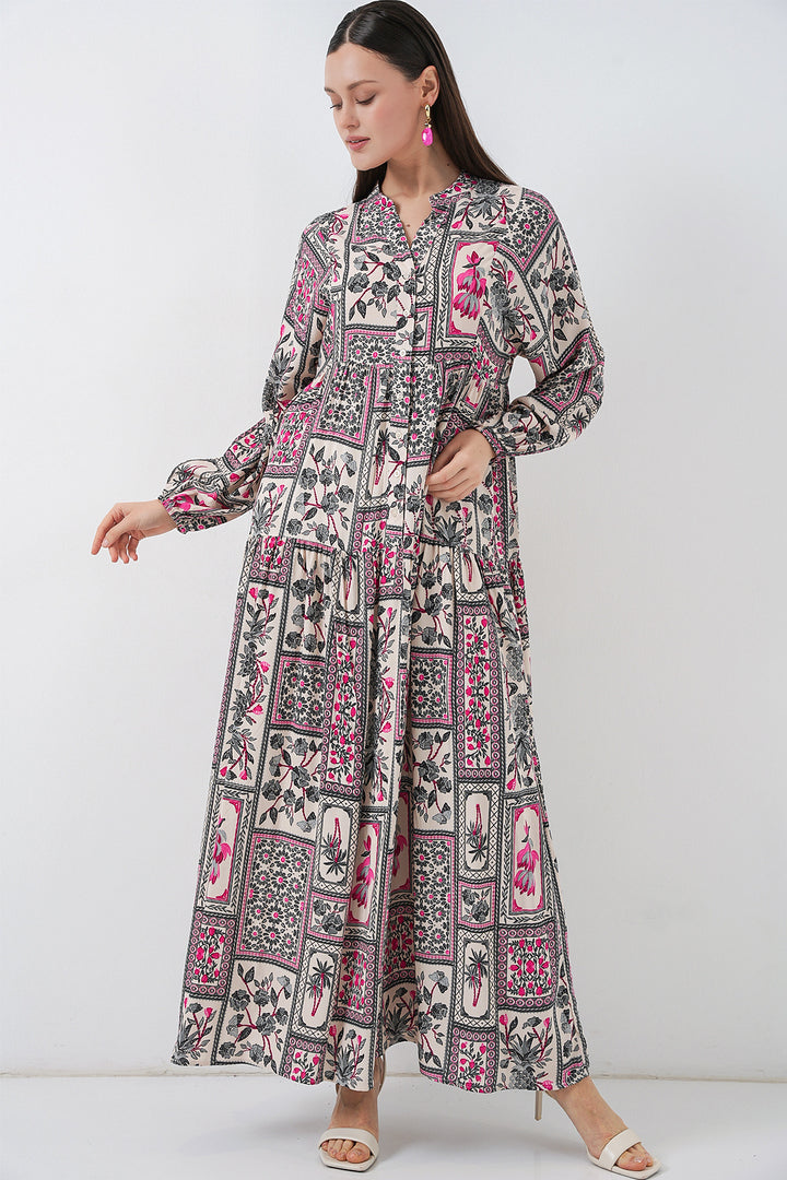 Bigdart Robe Longue Modeste à Motifs Femme 2585 - Fuchsia