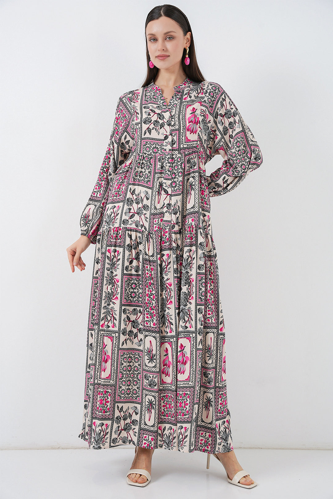 Bigdart Robe Longue Modeste à Motifs Femme 2585 - Fuchsia
