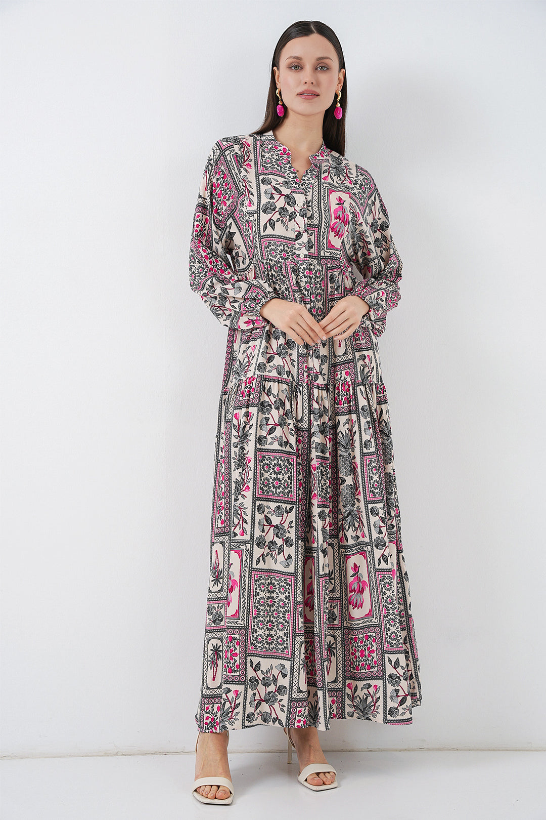 Bigdart Robe Longue Modeste à Motifs Femme 2585 - Fuchsia