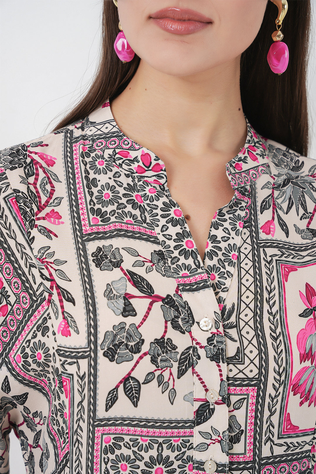 Bigdart Robe Longue Modeste à Motifs Femme 2585 - Fuchsia