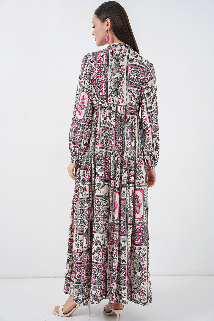 Bigdart Robe Longue Modeste à Motifs Femme 2585 - Fuchsia