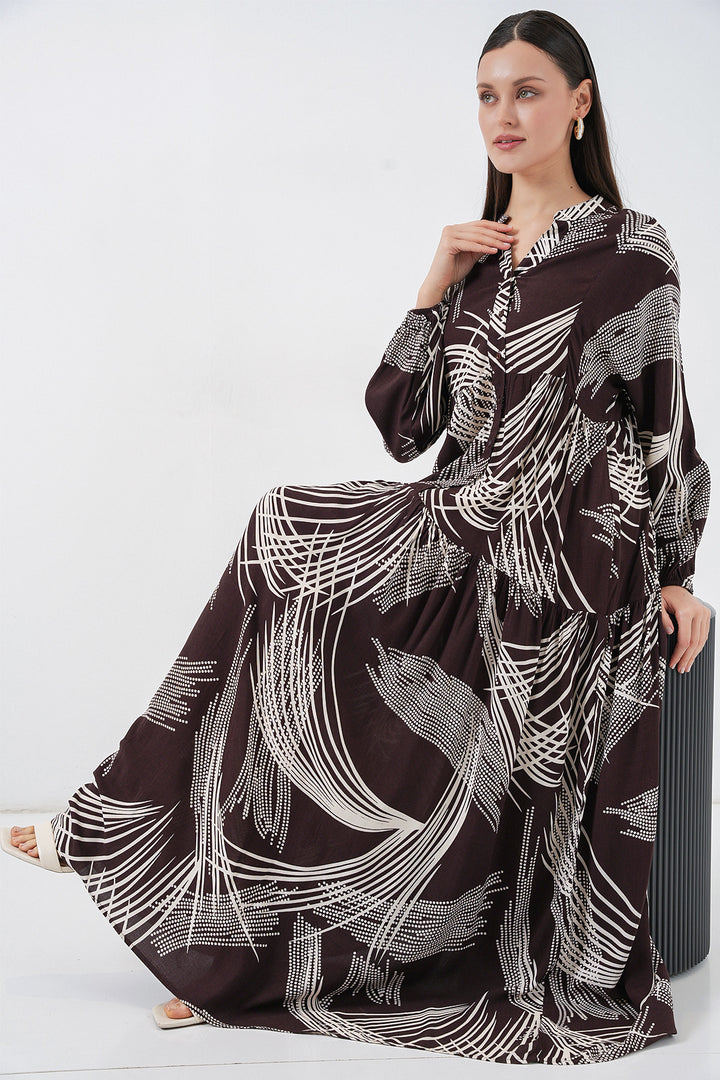Bigdart Robe Longue Modeste à Motifs Femme 2585 - Marron