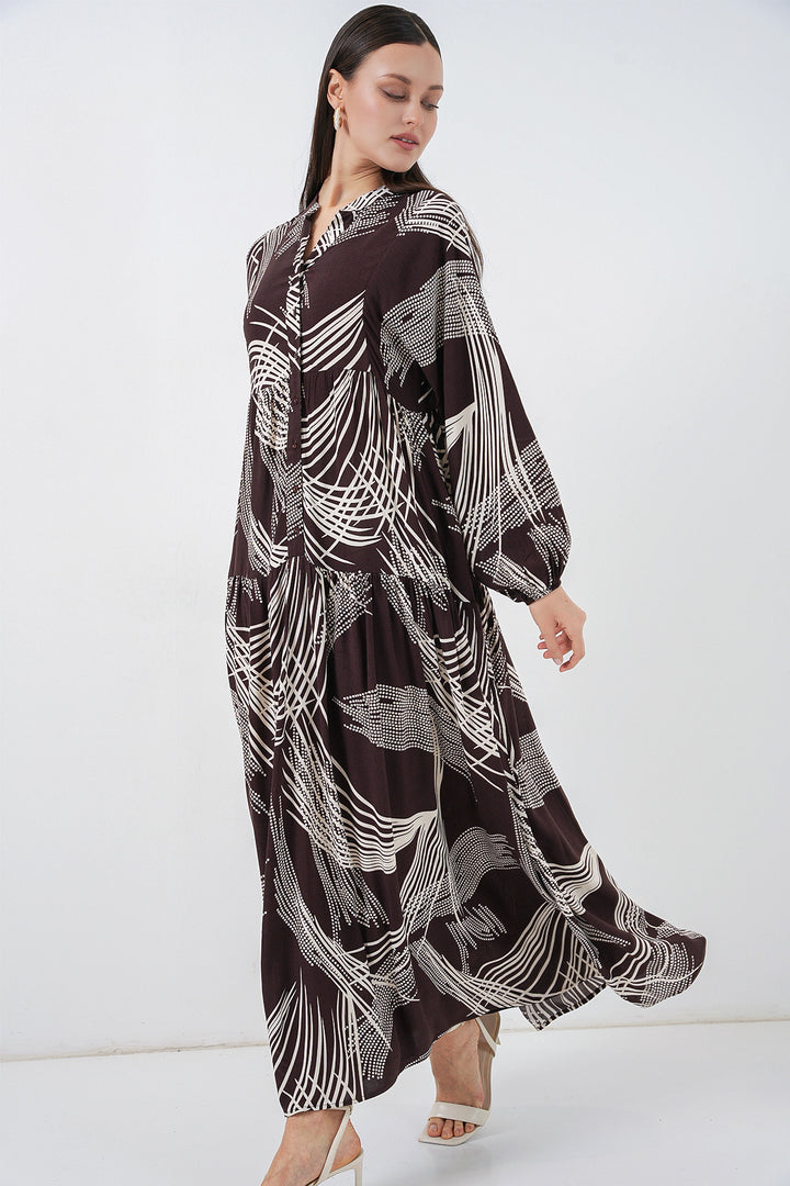 Bigdart Robe Longue Modeste à Motifs Femme 2585 - Marron