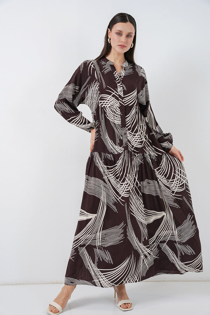 Bigdart Robe Longue Modeste à Motifs Femme 2585 - Marron