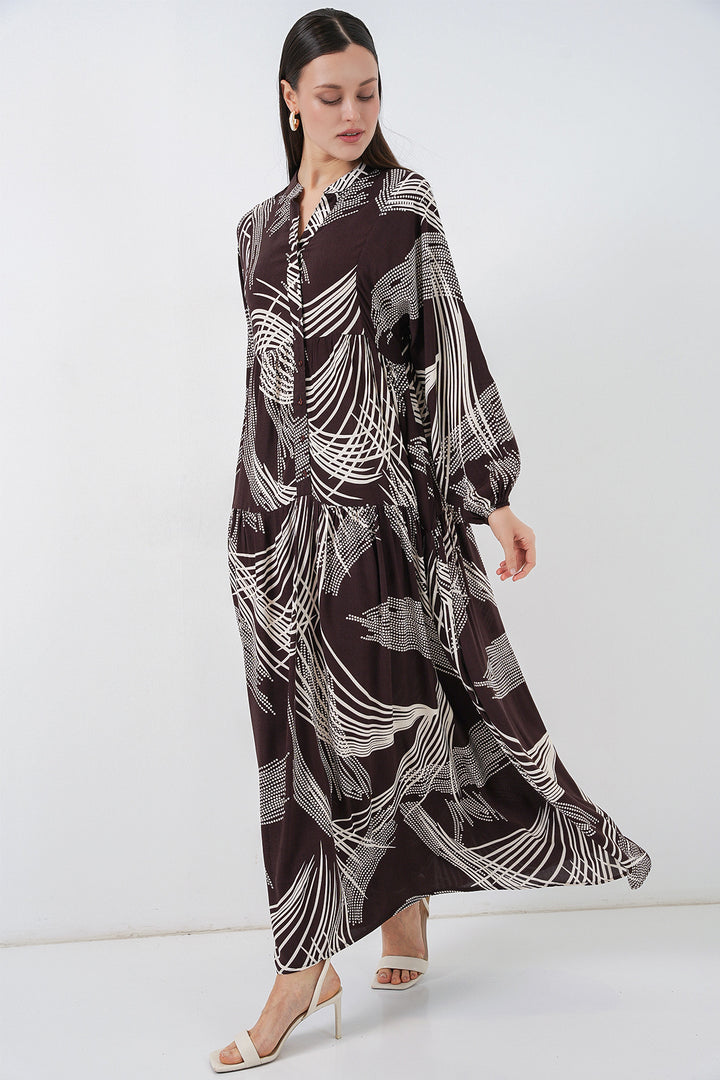 Bigdart Robe Longue Modeste à Motifs Femme 2585 - Marron