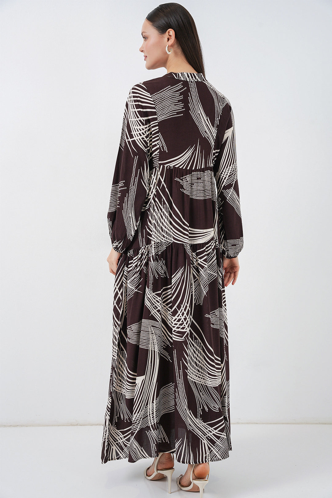 Bigdart Robe Longue Modeste à Motifs Femme 2585 - Marron