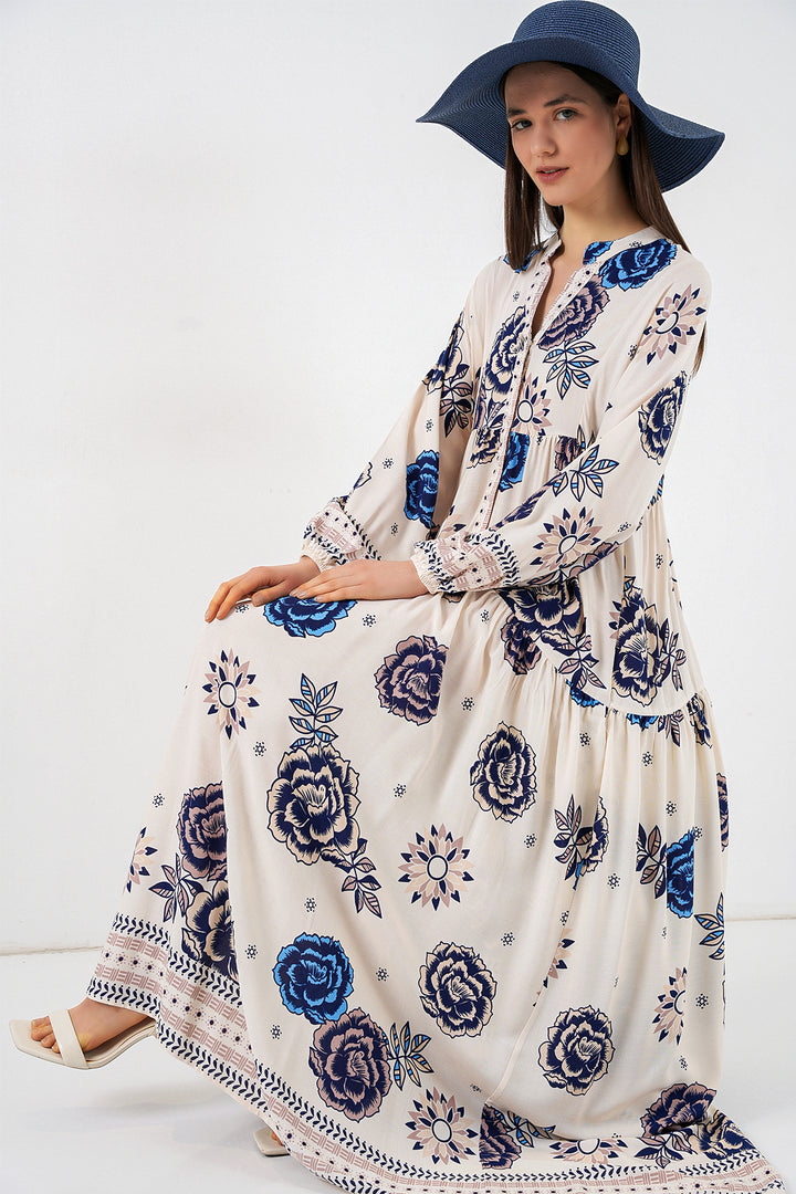 Bigdart Robe longue de hijab à motifs pour femme 2585 - Bleu marine