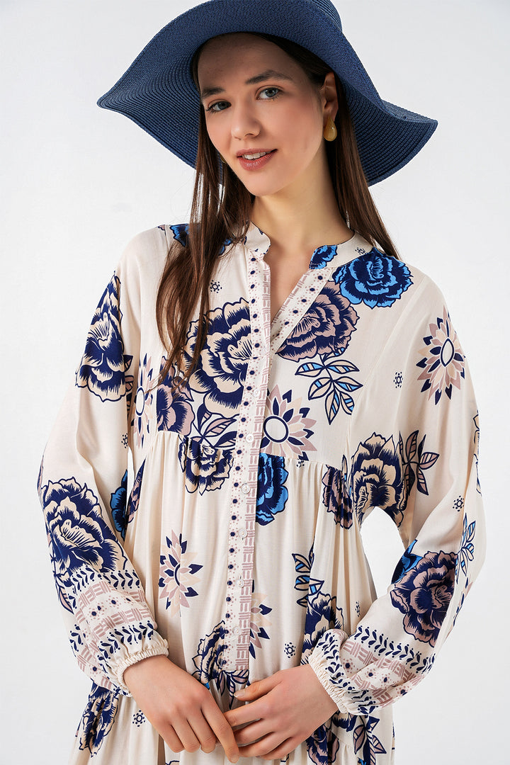 Bigdart Robe longue de hijab à motifs pour femme 2585 - Bleu marine