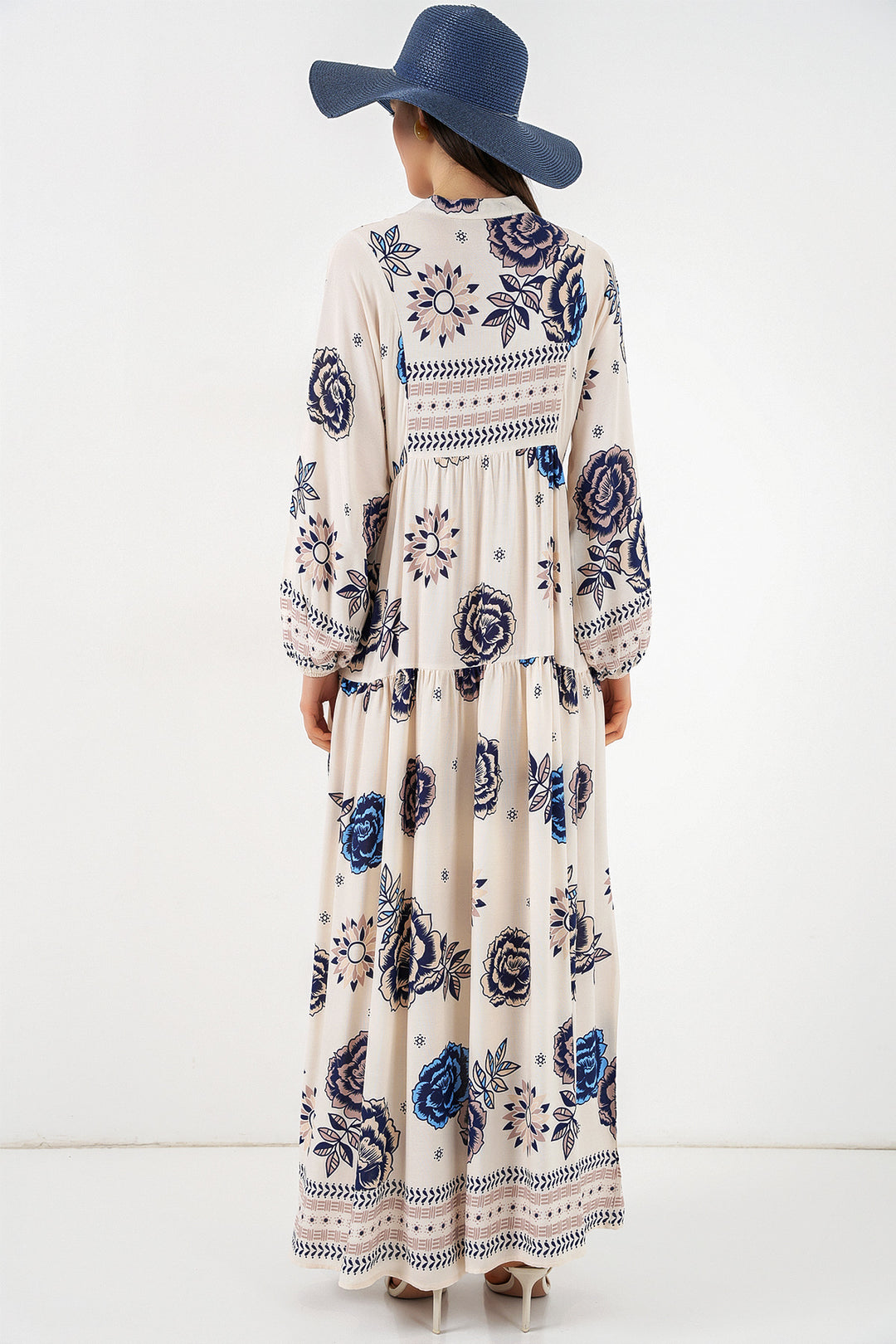 Bigdart Robe longue de hijab à motifs pour femme 2585 - Bleu marine