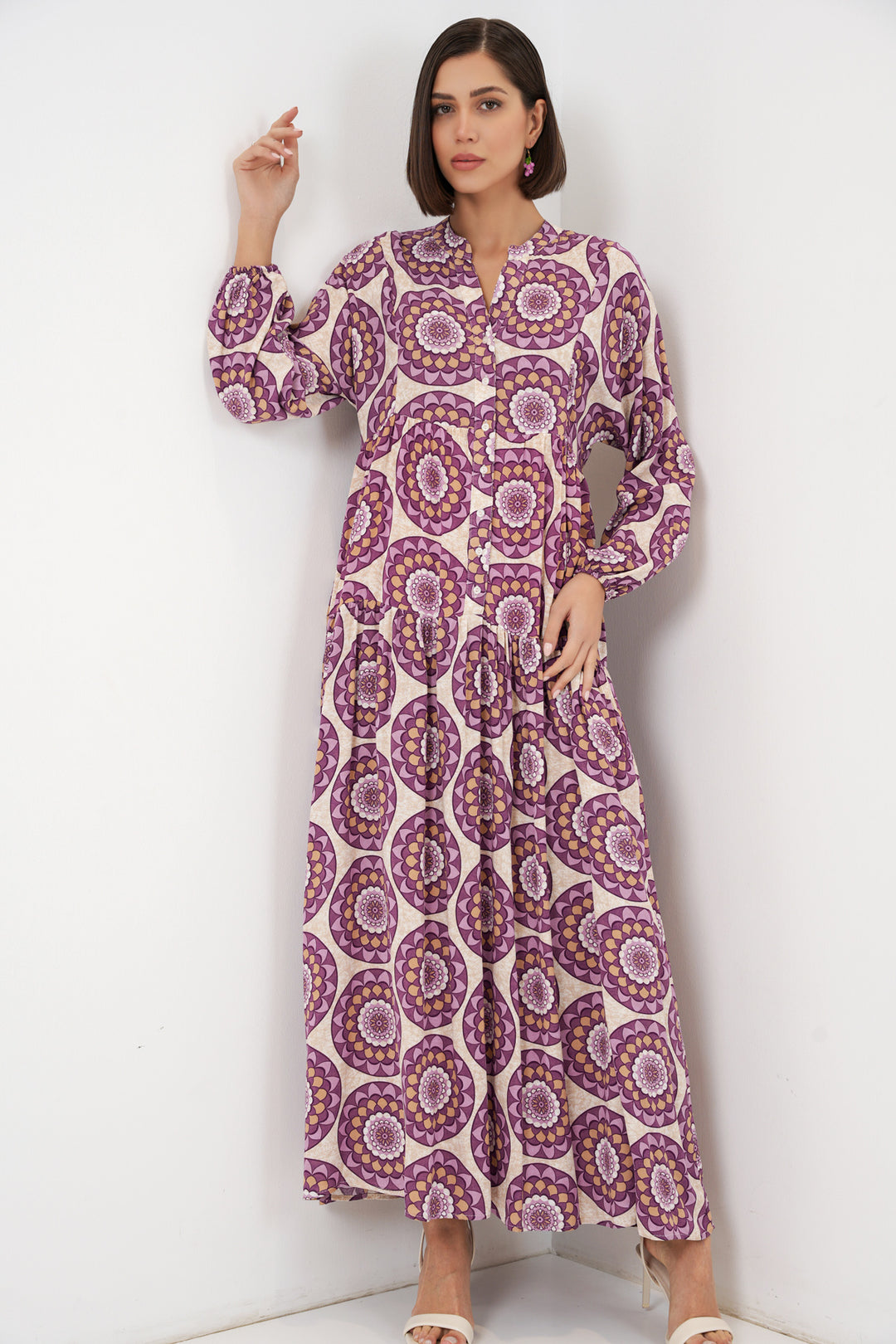 Bigdart Robe de hijab longue à motifs pour femmes 2585 - Violet