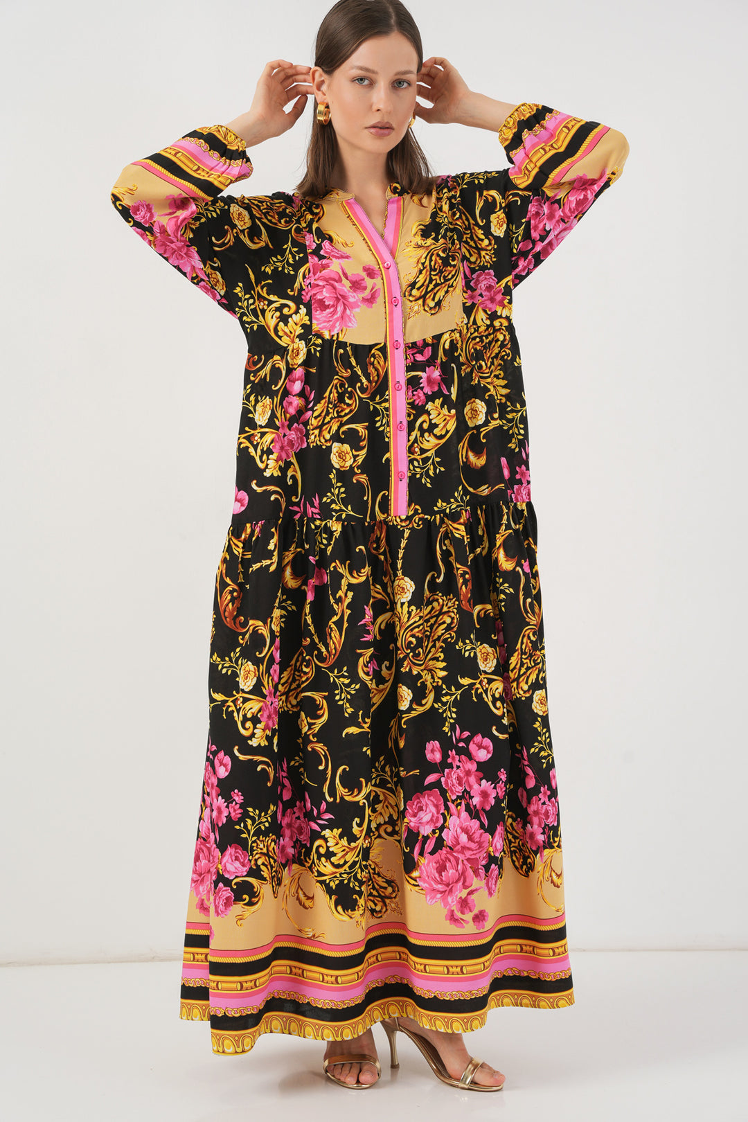 Bigdart Robe longue à motifs pour femme 2585 - Jaune B.