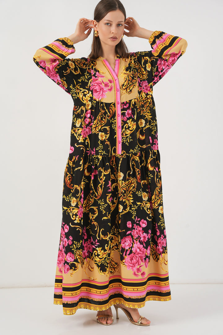 Bigdart Robe longue à motifs pour femme 2585 - Jaune B.