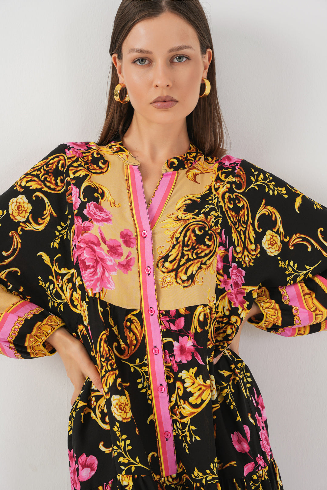 Bigdart Robe longue à motifs pour femme 2585 - Jaune B.