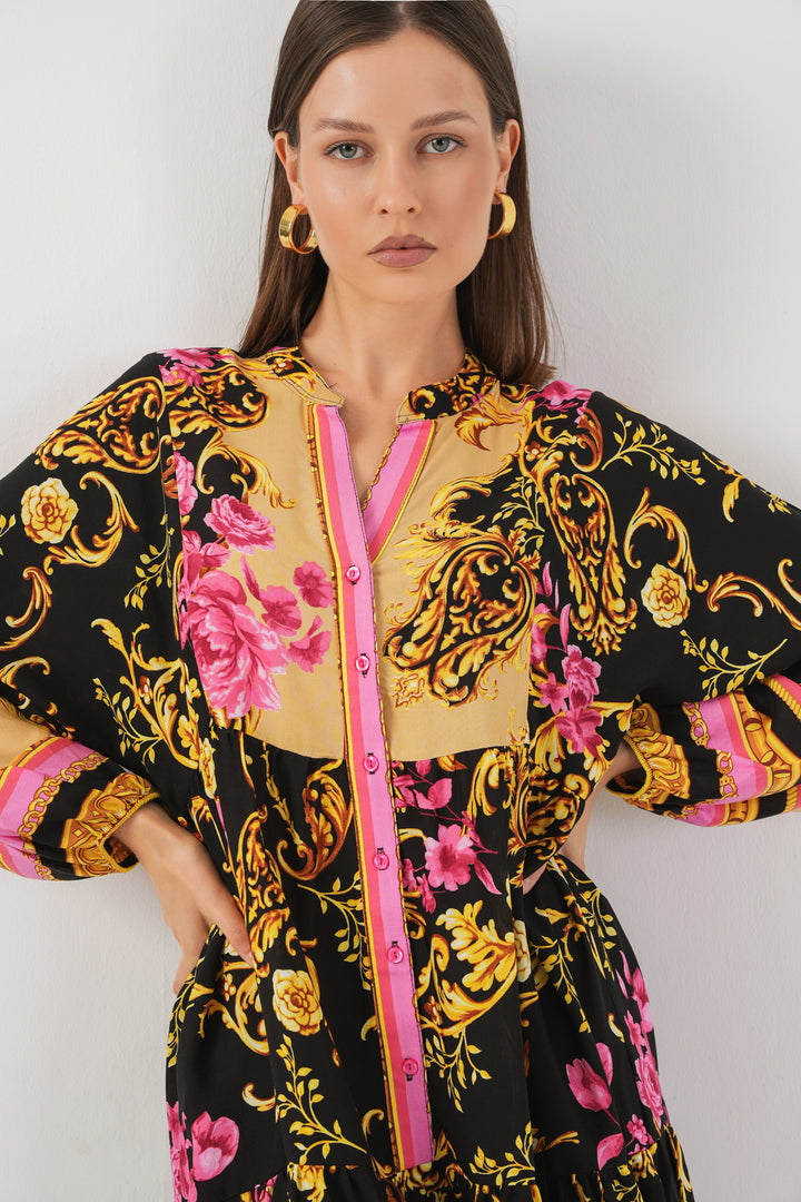 Bigdart Robe longue à motifs pour femme 2585 - Jaune B.