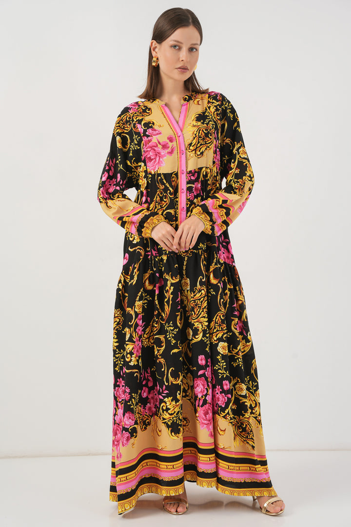 Bigdart Robe longue à motifs pour femme 2585 - Jaune B.