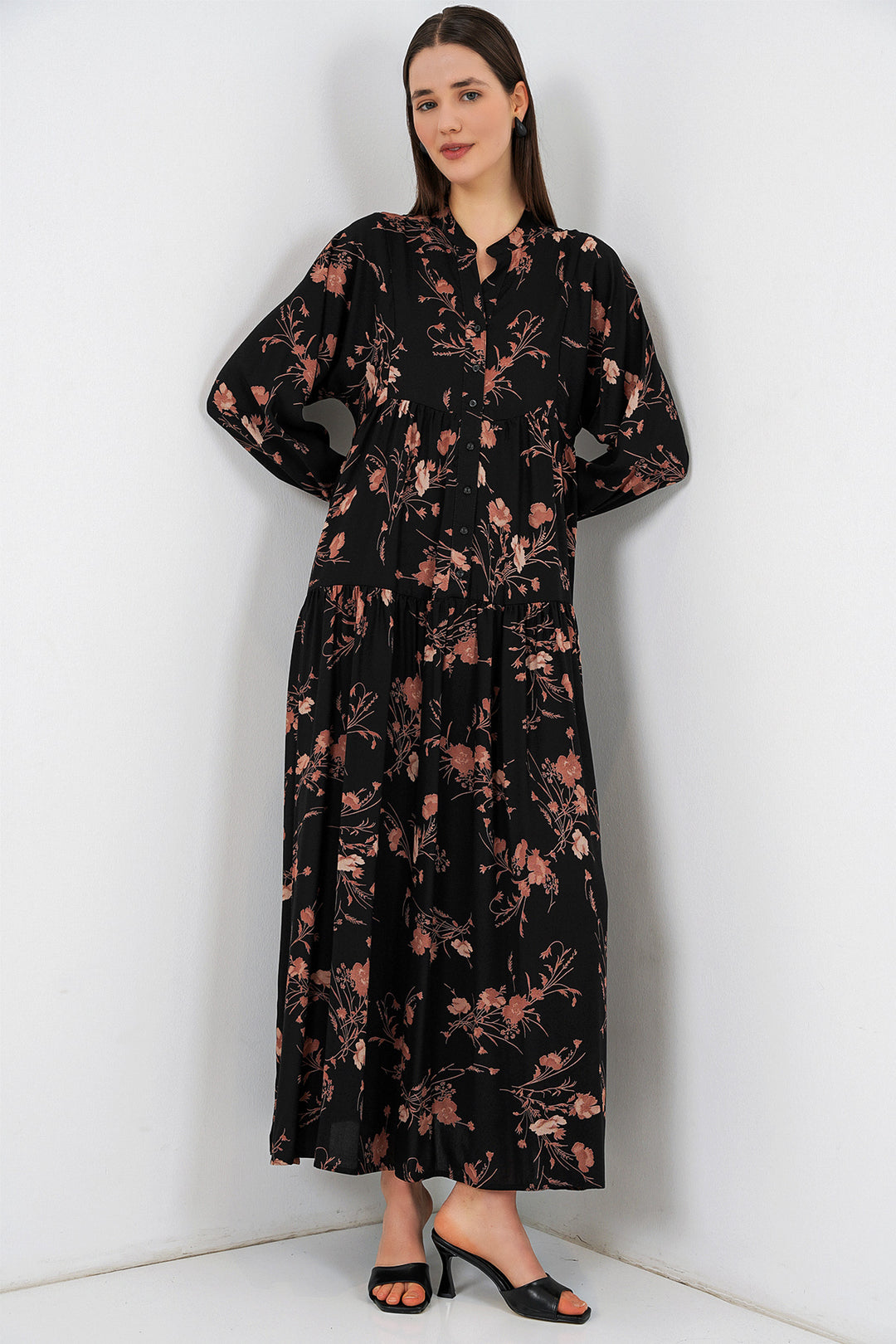 Bigdart Robe longue modifiée pour femme 2585 - Noir brillant