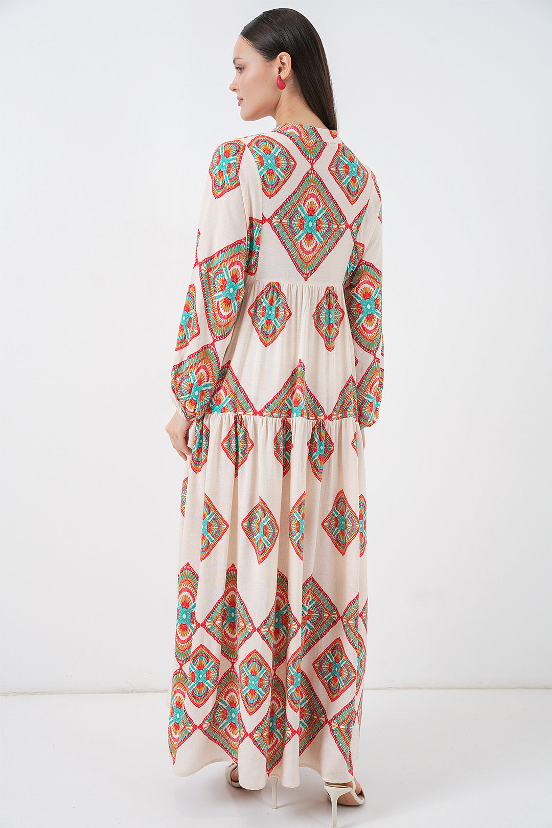 Bigdart Robe Longue Modeste à Motifs Femme 2585 - Beige