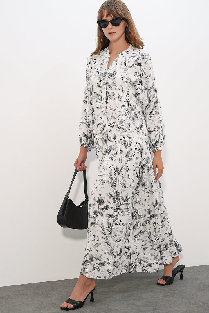 Bigdart Robe longue modeste à motifs pour femmes 2585 - Blanc