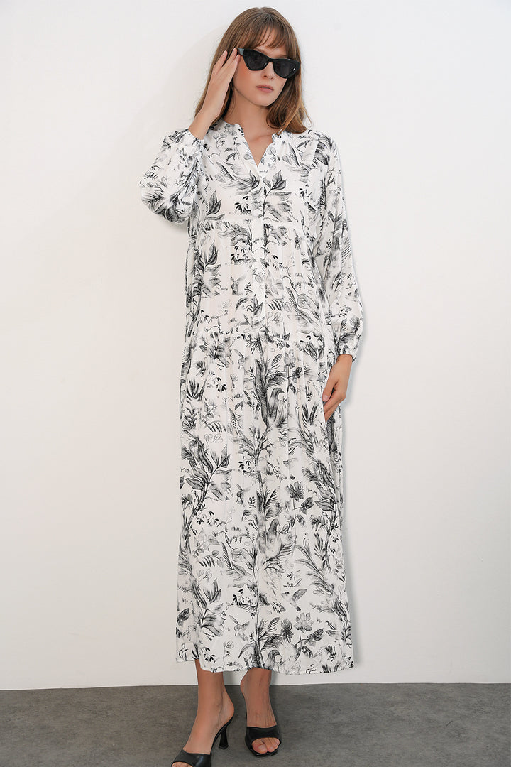 Bigdart Robe longue modeste à motifs pour femmes 2585 - Blanc
