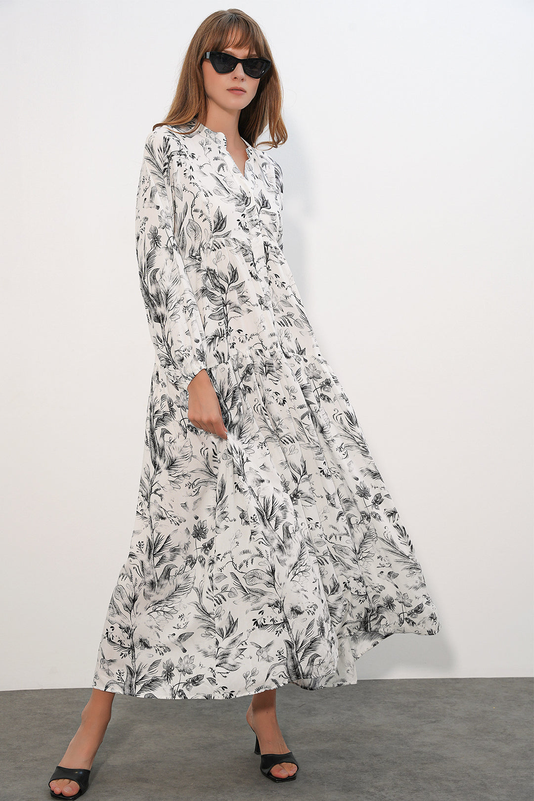 Bigdart Robe longue modeste à motifs pour femmes 2585 - Blanc