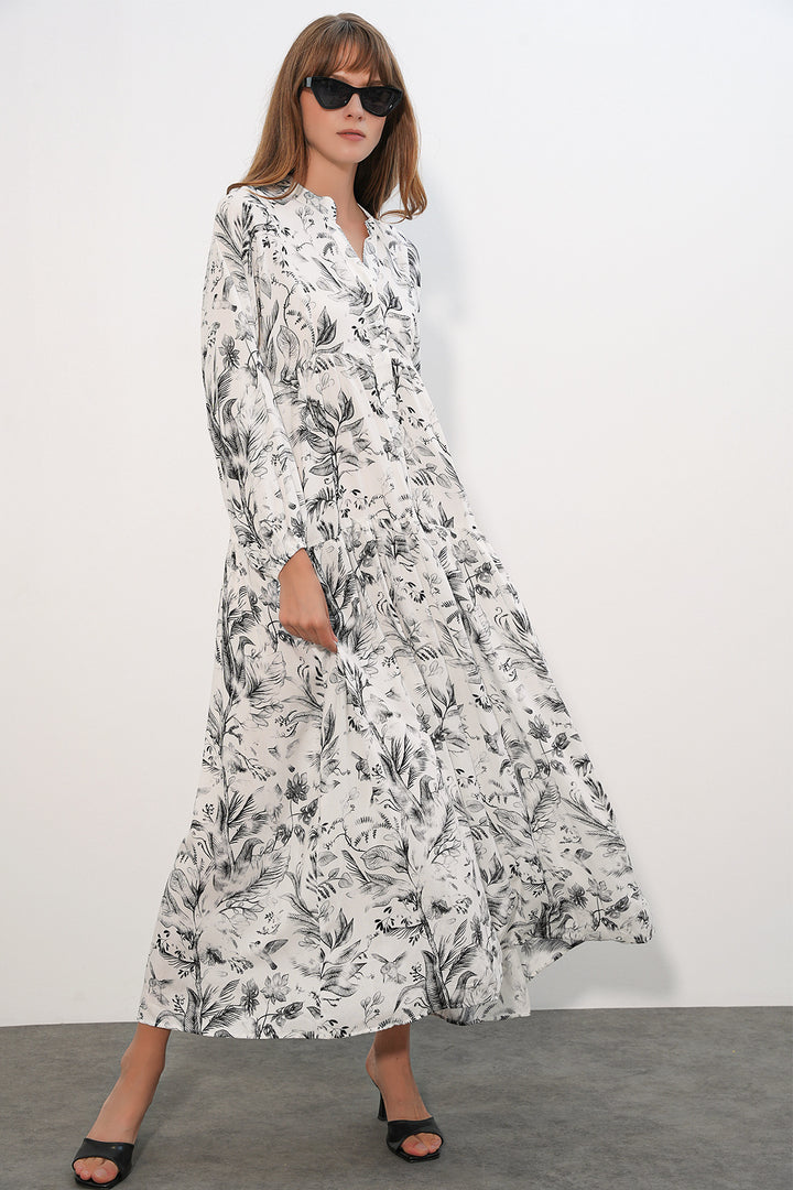 Bigdart Robe longue modeste à motifs pour femmes 2585 - Blanc