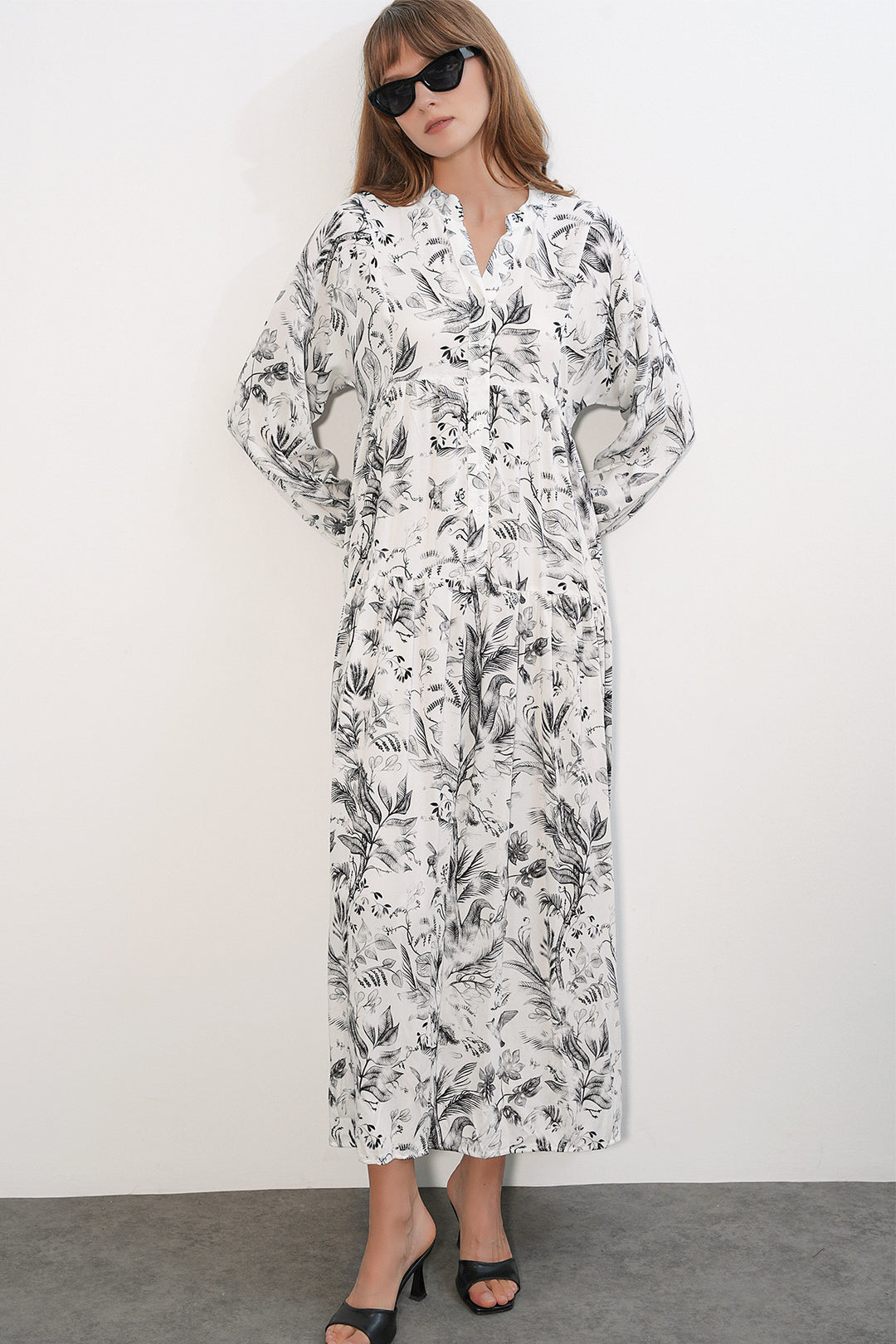 Bigdart Robe longue modeste à motifs pour femmes 2585 - Blanc