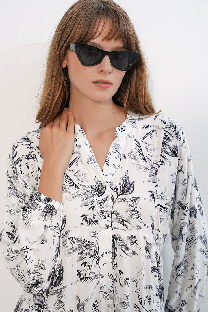 Bigdart Robe longue modeste à motifs pour femmes 2585 - Blanc