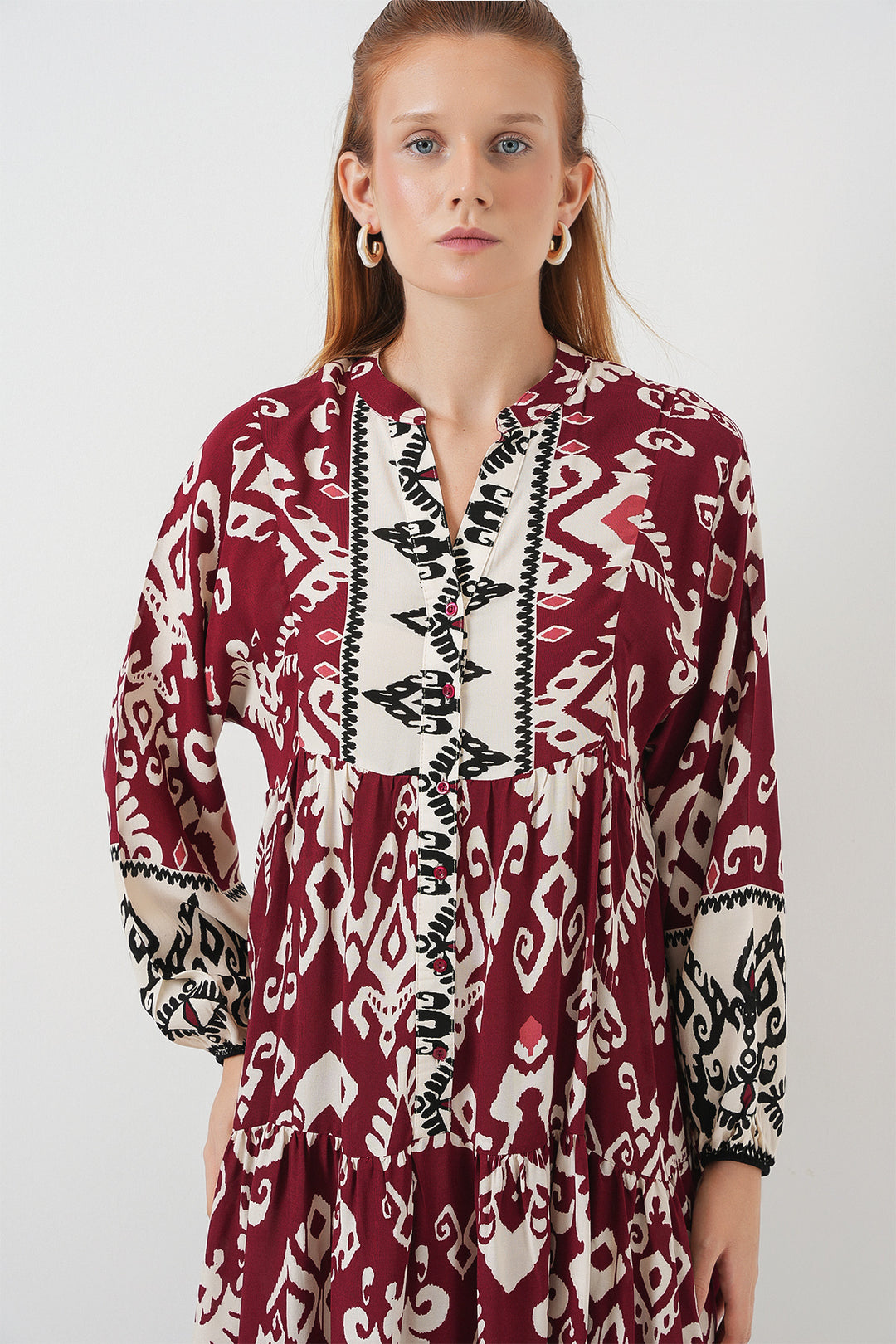 Bigdart Robe longue de hijab à motifs pour femme 2585 - Bordeaux