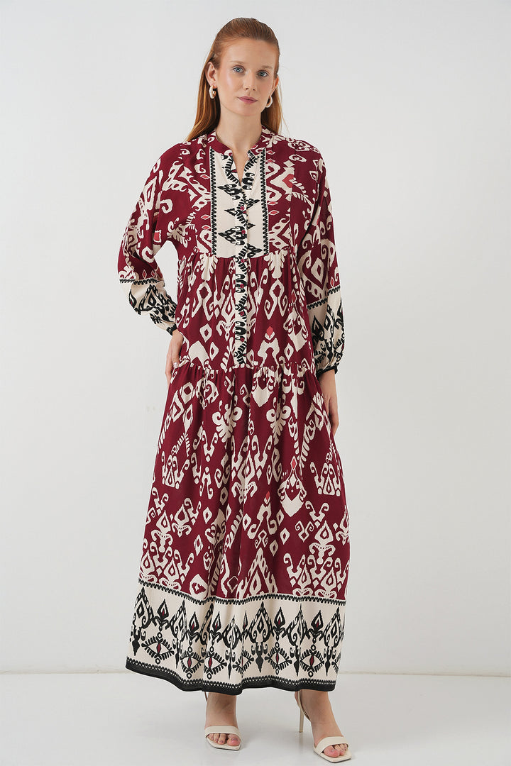 Bigdart Robe longue de hijab à motifs pour femme 2585 - Bordeaux