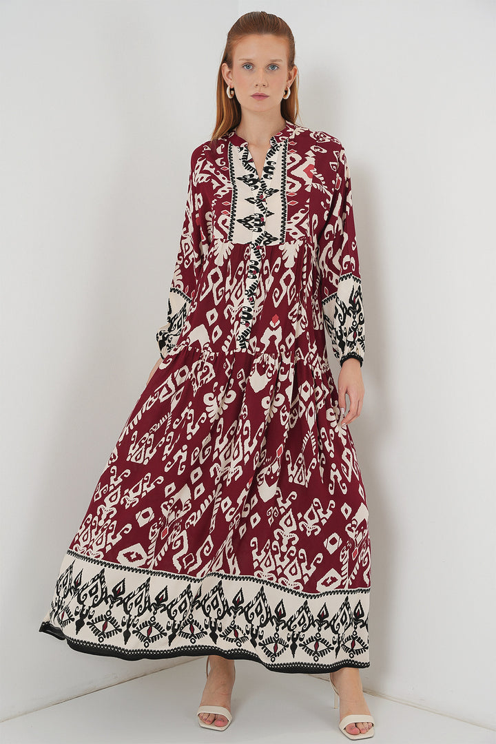Bigdart Robe longue de hijab à motifs pour femme 2585 - Bordeaux