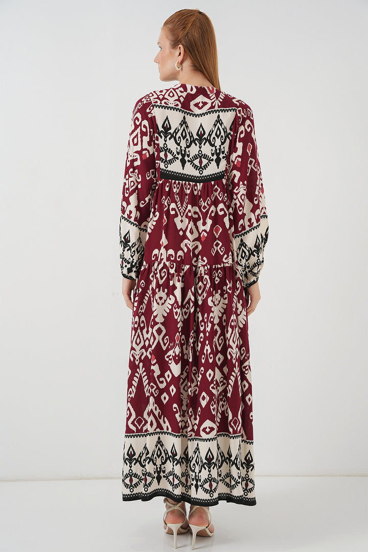 Bigdart Robe longue de hijab à motifs pour femme 2585 - Bordeaux