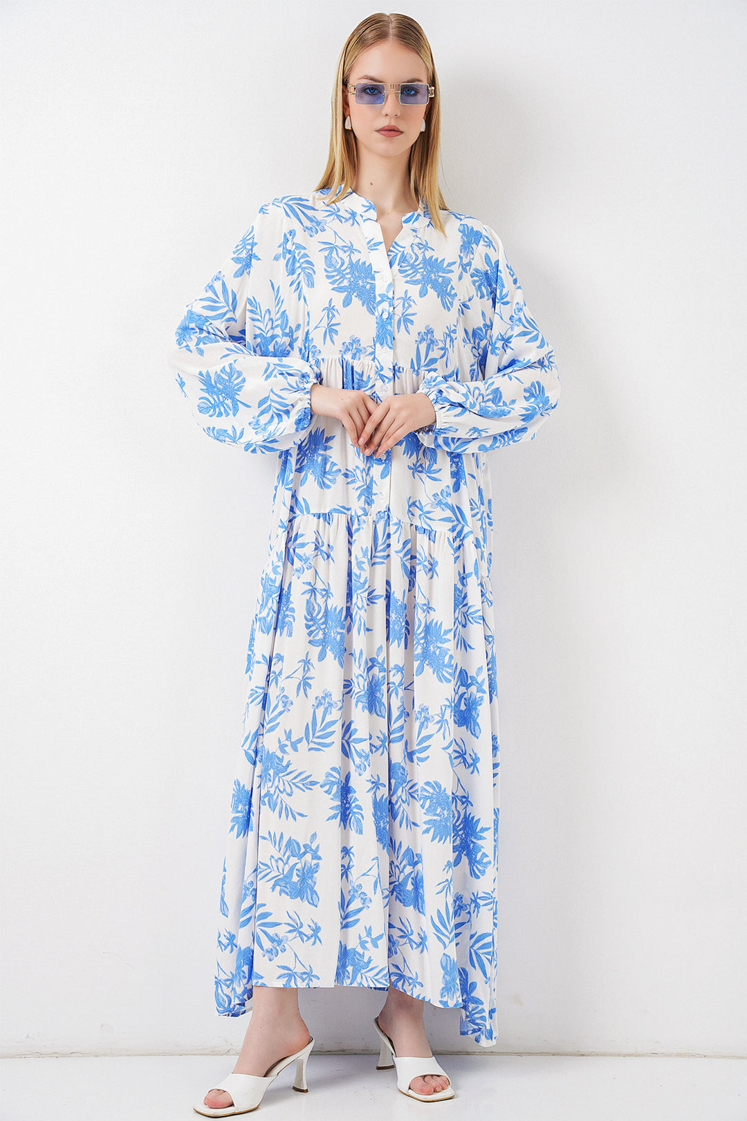 Bigdart Robe longue modeste à motifs pour femme 2585 - Bleu glacier