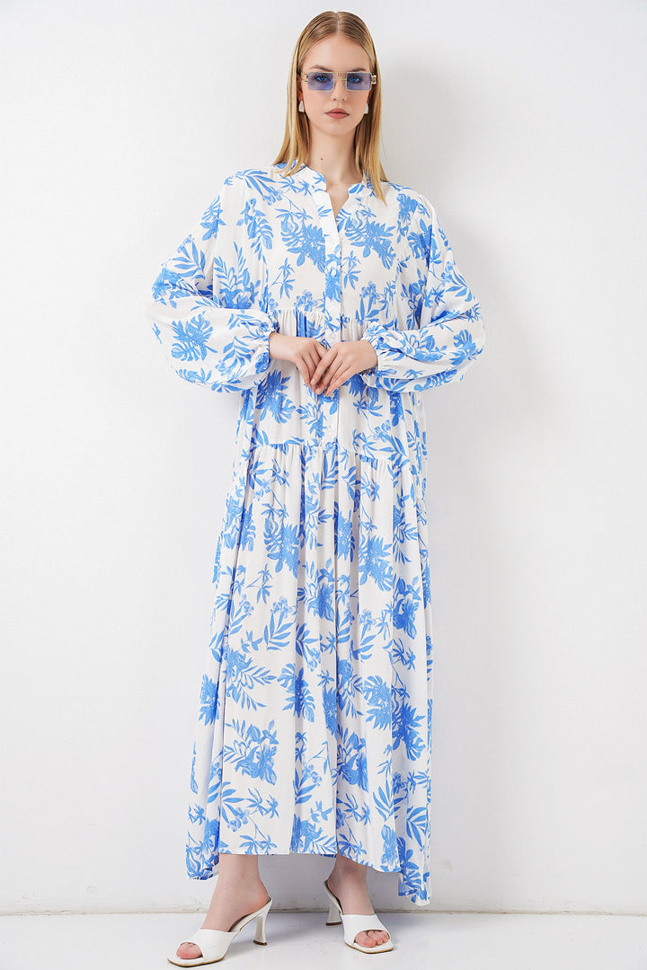 Bigdart Robe longue modeste à motifs pour femme 2585 - Bleu glacier
