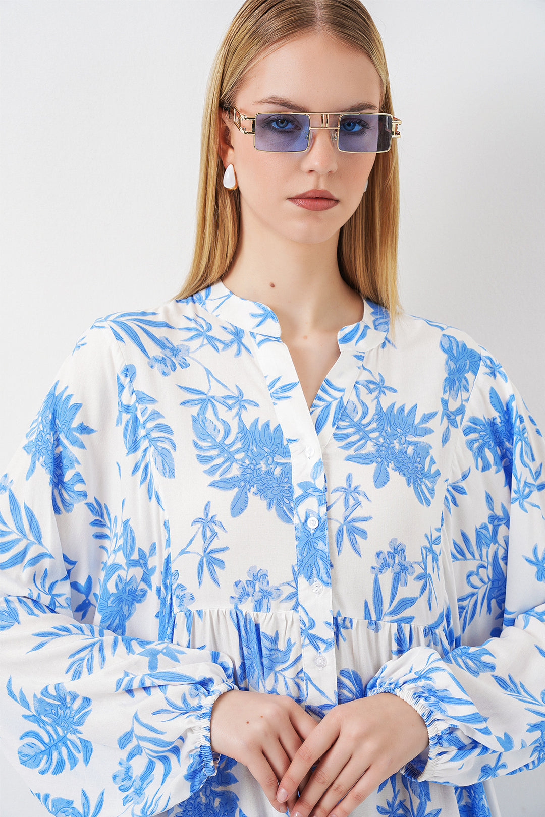 Bigdart Robe longue modeste à motifs pour femme 2585 - Bleu glacier