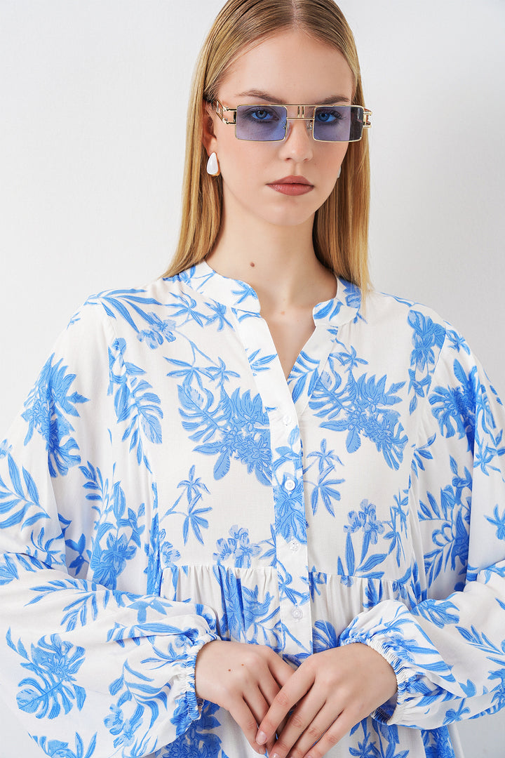 Bigdart Robe longue modeste à motifs pour femme 2585 - Bleu glacier