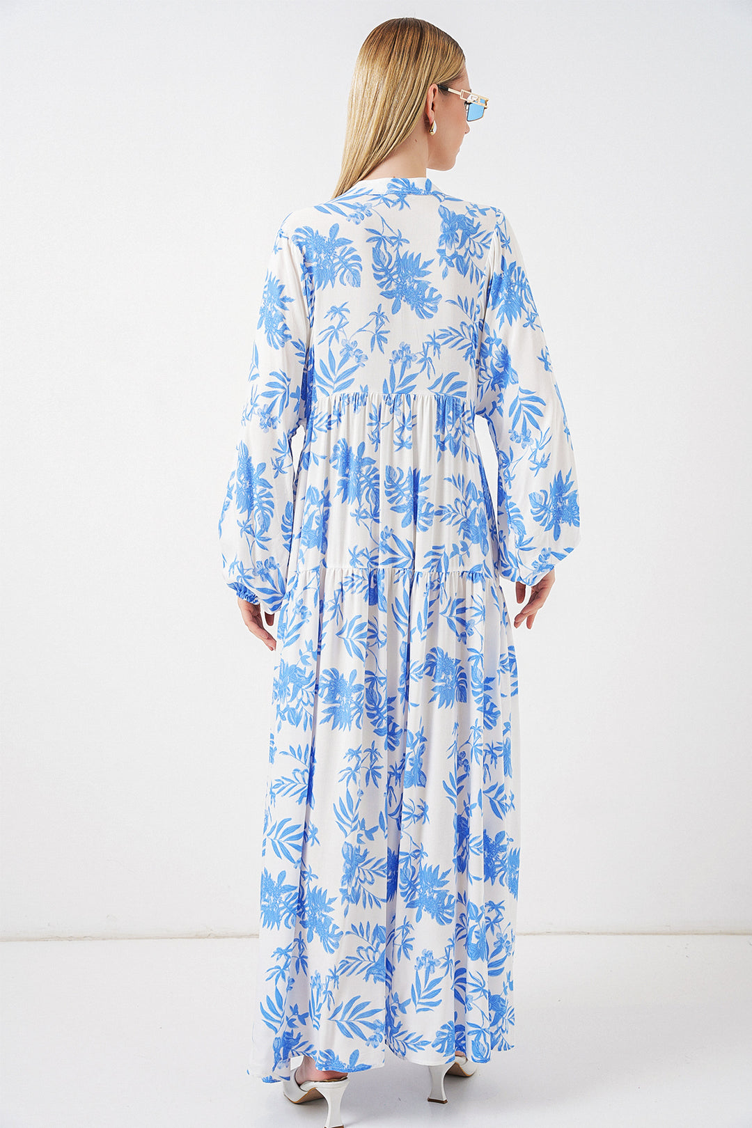 Bigdart Robe longue modeste à motifs pour femme 2585 - Bleu glacier