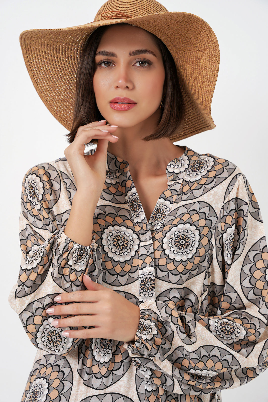 Bigdart Robe de hijab longue à motifs pour femmes 2585 - Beige clair